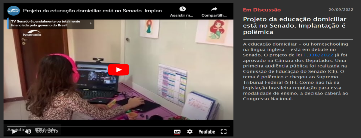 Evento interativo - TV Senado: Educação domiciliar